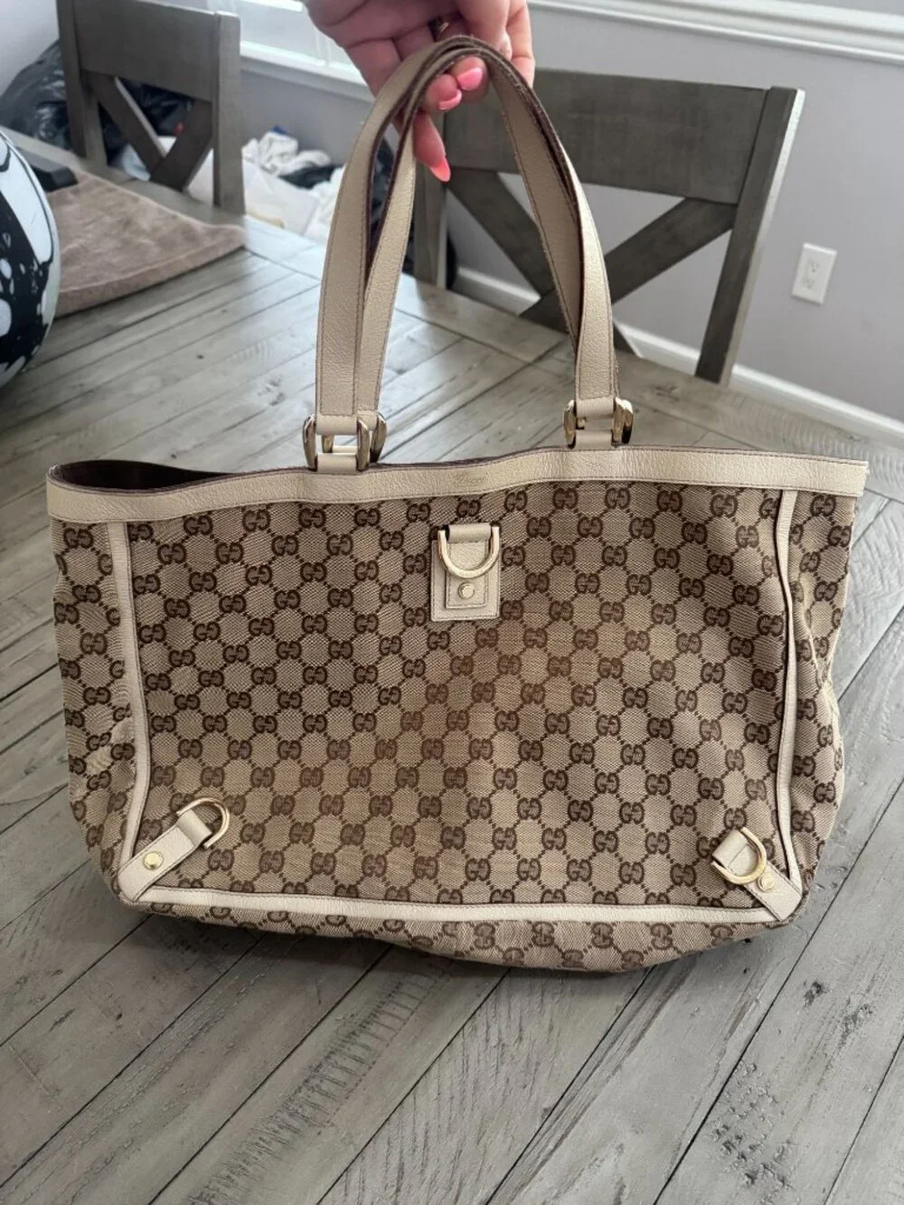 Vintage GUCCI GG Canvas Abbey Large D-Ring Tote Bag